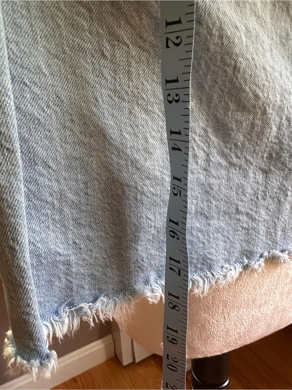 LOFT Light Blue Denim A-Line Skirt with Tan Woven Belt